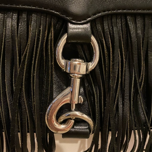 Rebecca Minkoff M.A.C. Mini Black Leather Crossbody bag with fringe - Picture 3 of 7